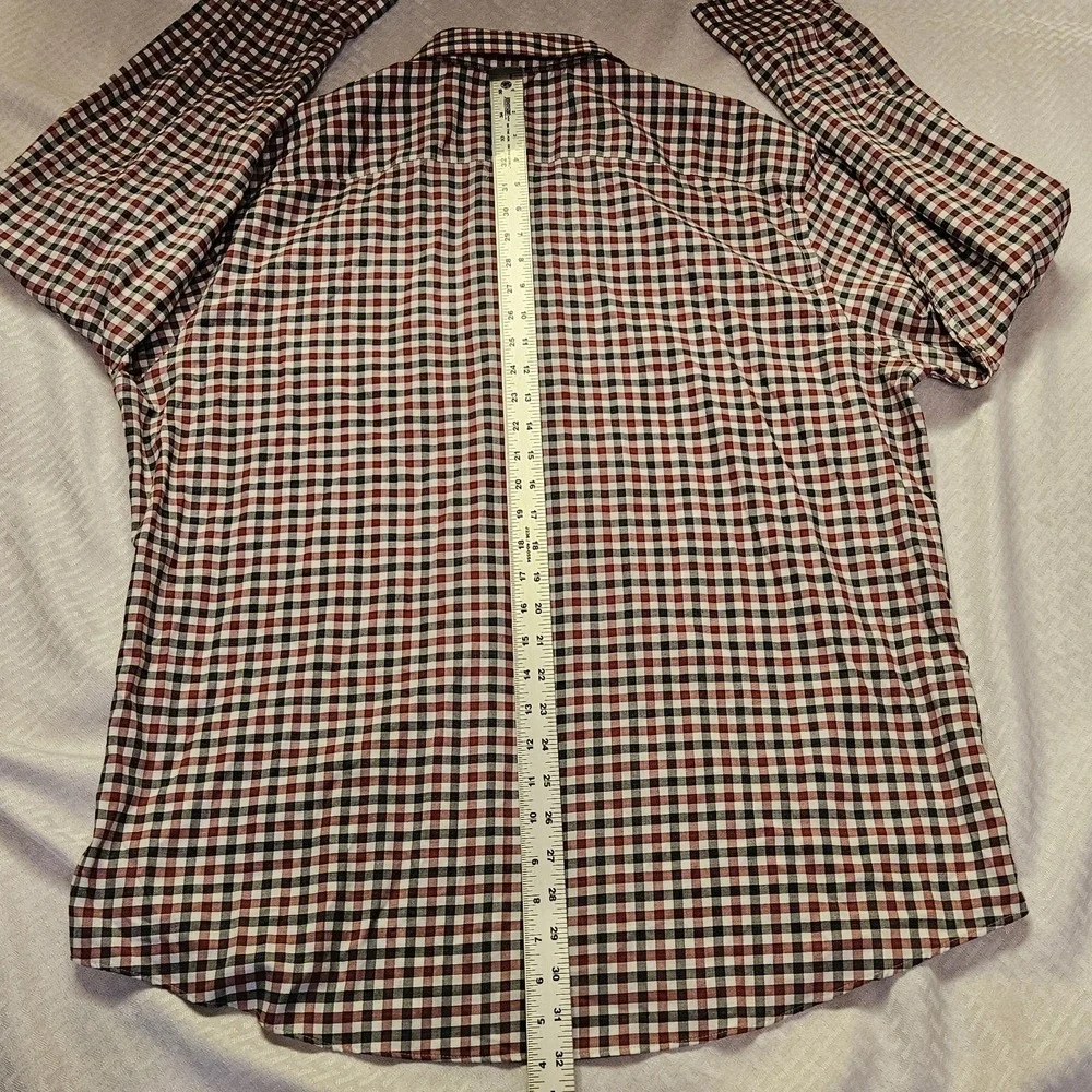 Egara Men's Red White Black Plaid Long Sleeve Button-down Shirt In Size XXL. 2XL